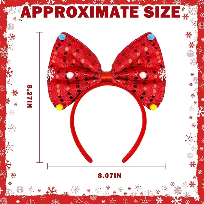 Christmas Hats Headbands Hair Accessories 6 PCS, Fun Holiday Party Favors Supplies Gifts Prizes for Kids, Christmas Headwear for Costume, Xmas Wearable Decorations Photo Booth Props Items Prizes