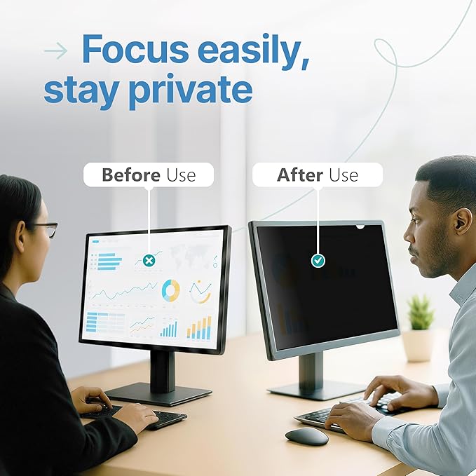 VINTEZ [2 Pack] 22 Inch 16:9 Privacy Screen for Computer Monitor and Laptop - Anti Glare Protector Film Blue Light Filter Eye Protection - Computer Screen Privacy Shield