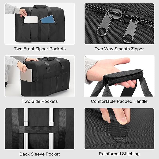 Large Duffel Bag for Travel, Foldable Storage Bag for Traveling, Collapsible Duffle Bag (Black, 110L)