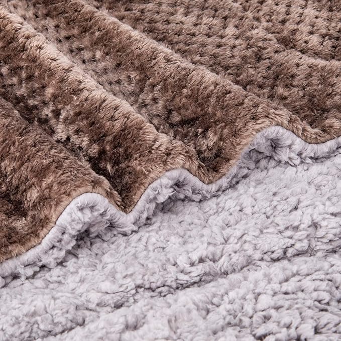Fuzzy Sherpa Reversible Blanket for Baby, Soft Warm Cozy Coral Fleece Toddler, Infant or Newborn Reversible Blanket for Crib, Stroller, Travel, 30”×40”, Eagle Grey