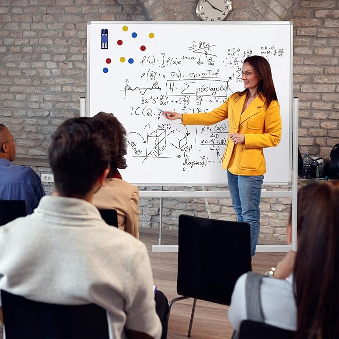 H-Qprobd 60"x48" Mobile Whiteboard Double-Sided Magnetic Dry Erase Board on Wheels - Comercial Rolling White Boards with Sturdy Stand for Home, Office & School