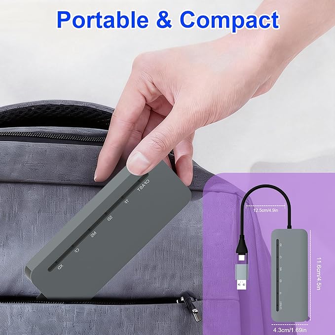 6 in 1 Memory Stick Pro Duo Card Reader, Memory Stick Pro Duo Adapter USB C for SD/TF/CF/MS/XD/Cfast Cards, SD Card Reader for iPhone, Tablet, Laptop, Windows, Android, Camera, Trail Camera