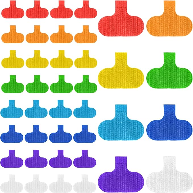Multi-Color Cable Labels,40 Pcs Cord Labels for Electronics Reusable Cable Tags and Wire Tags for Computers Management Identification Writable Surface (8 Colors)