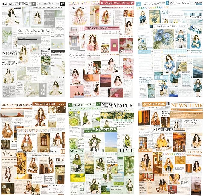 MiyouLuna 6Pcs Girl Sticker Book Set, Pre-Cut Scrapbook Kits for Journal Supplies DIY Crafting Planner, with Organizer