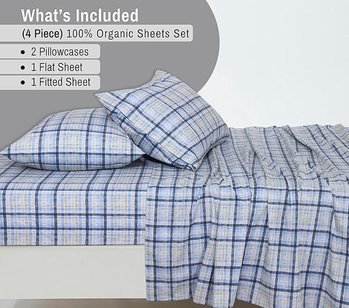 RUVANTI 100% Organic Cotton Sheets King Size, Percale Weave, GOTS Certified, 4-Piece Set, Deep Pocket 15", Crisp & Breathable, Soft Durable Bedding, Sábanas Algodón Orgánico – Pastel Print