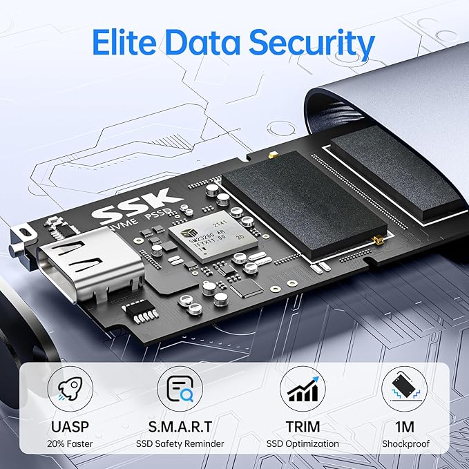 SSK External SSD 4TB, up to 2000MB/s External Solid State Drives, USB 3.2 Gen2X2 NVMe Portable SSD External Hard Drive, Ultra Low Power for iPhone 15/Pro MacBook/Pro/OTG Phone/Laptops