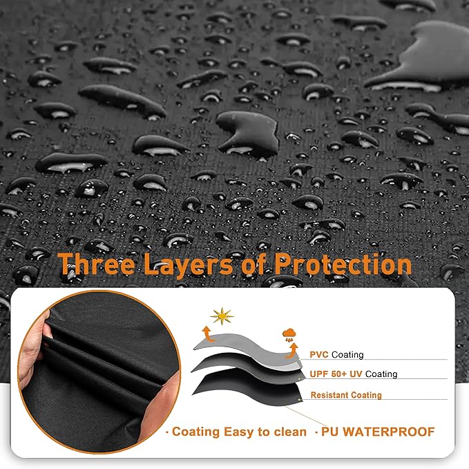 Kinetrail Grill Cover, Universal 48" BBQ Grill Cover for Outdoor Grill, Waterproof, Weather Resistant, Fade Resistant Gas Grill Cover with Adjustable Double Straps for Weber, Char-broil, Nexgrill, etc