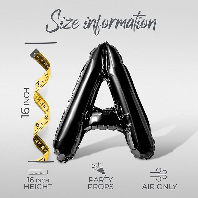 Letter Balloons - LOVE IS IN THE AIR 16" Inch Alphabet Letters Foil Mylar Balloon Valentines Day Party Banner (Black)