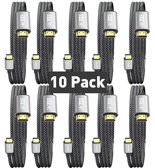 USB C to HDMI Cable 10ft [10 Pack] 4K USB 3.1 Type-C to HDMI Cord [Thunderbolt 3/4 Compatible] with MacBook Pro/Air,Galaxy S8 to S23,iPhone 15 Pro/Max,iPad Pro, iMac, Surface