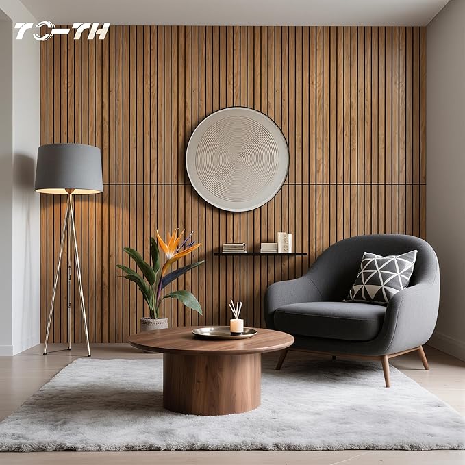 TO-TH Wood-Look Acoustic Wall Panels, 10 Pack 47.2” x 23.6” Acoustic Panels, Decorative Sound Absorbers Sound Dampening Panels for Home, Office, Basement, Rustic Teak
