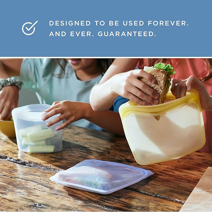 Stasher Silicone Reusable Storage Bag, Half Gallon Bag, Reusable Freezer Bag, Microwave, Dishwasher, Oven Safe, Sous Vide, Premium Lunch Container, Eco Friendly, Food Storage Bag, 64 oz, Tide Pool | Reusable Food Bag