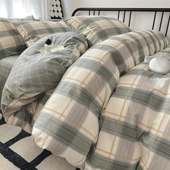 LifeTB Twin XL Comforter Set Geometric Checkered Plaid Bedding Comforter for All Seasons Boho Farmhouse Checkered Pattern Comforter Set Soft Lightweight Bedding Set for Men Boys Twin XL Size