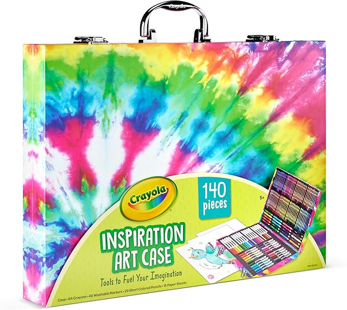Crayola Inspiration Art Case Coloring Set - Tie-Dye (140ct), Art Supplies Set For Kids, Travel Drawing Kit, Holiday & Christmas Gift for Girls & Boys, Ages 5+ [Amazon Exclusive]