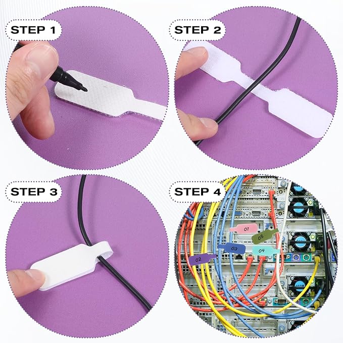 40 Pcs Cable Cord Labels, 8 Colors Cord Labels for Electronics Multicolored Handwriting Cable Tags Reusable Writable Cord Label for Home Office Electronics Computers Wire Management and Identification