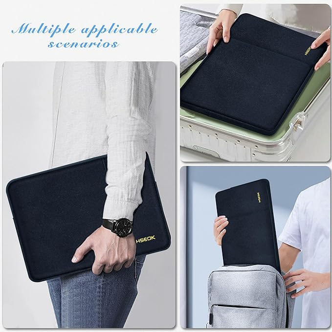 Hseok Laptop Sleeve 15 inch Case with Side Pocket Compatible with MacBook Air 15" M3 M2, Mac Pro 15“, Surface Laptop 15, XPS 15 and Most 14-15 inch Notebooks Chromebooks Tablets,B01K01