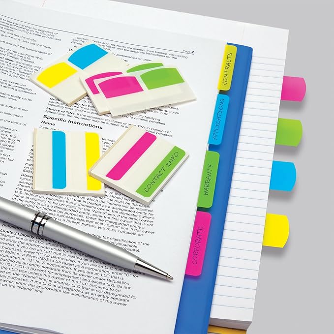 Redi-Tag Write-On Removable Index Tabs, 2 x 11/16 Inches, 48 Tabs per Pack, 4 Assorted Colors, 2-Pack (33248) (RTG33248)