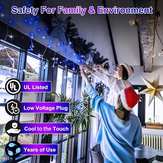 792 LED Christmas Outdoor Lights with 176 Drops, 82ft Hanging Curtain Lights 8 Modes, Christmas Fairy Lighs with Timer & Memory for House Roof Holiday Wedding ChristmasDecor (Blue)