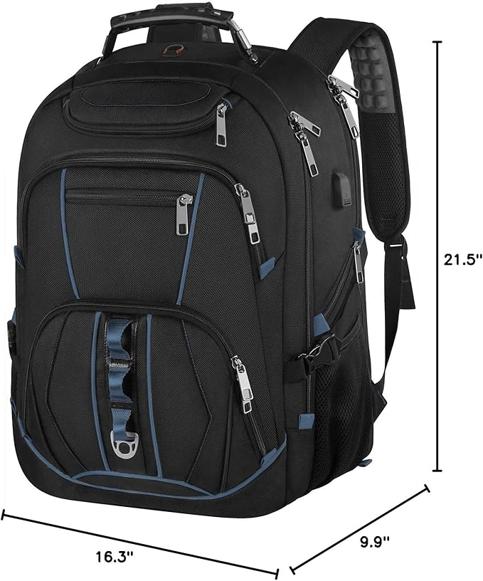 JCDOBEST Laptop Backpack, Blue, 55L Capacity, TSA Approved, Multipurpose, Convenient USB Port, Comfortable Back Design, Durable Polyester Fabric