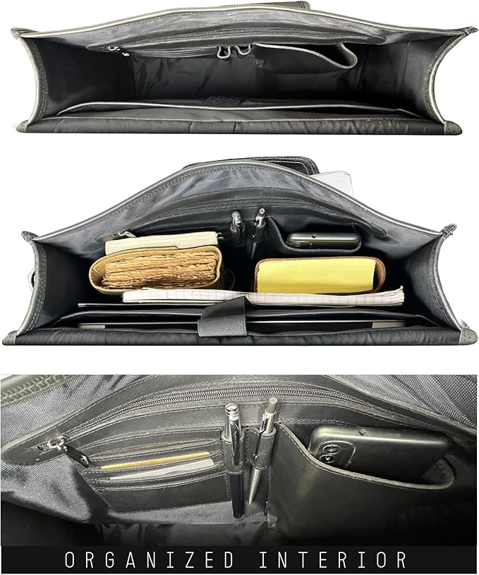 RUSTIC TOWN Leather Messenger Bag for Men - Full Grain Leather Briefcase Laptop Satchel Office Crossbody Travel Bag