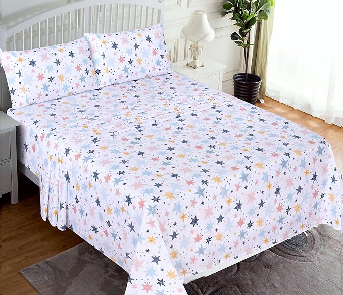 RUVANTI 100% Cotton Twin XL Sheet Sets, 3 Pieces, Soft & Breathable Percale Weave Bedding, Deep Pocket 16", Hotel Standard, Crisp Cool Feel, Durable, Perfect Size Floral Sheets, Fault Star