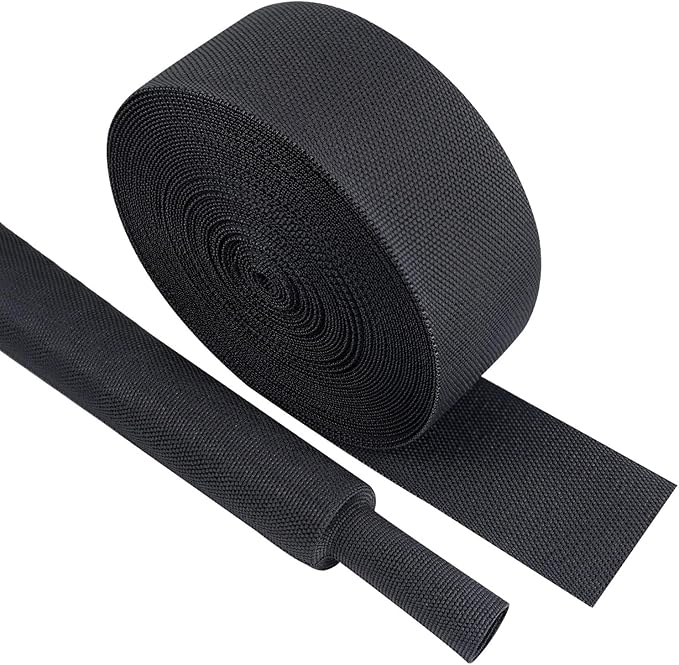 SUNNAREPOON Black 2:1 Ratio Automotive Heat Shrink Braided Sleeving,Wear-Resistant Flat Woven Shrinkable Sleeve Fabric Car Cable Wires Hoses Protection (1-3/8"-66ft)