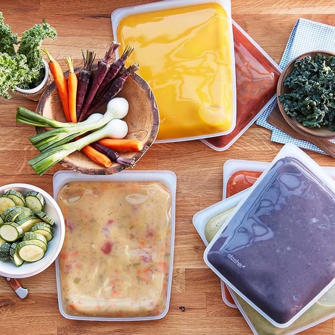 Stasher Silicone Reusable Storage Bag, Half Gallon Bag, Reusable Freezer Bag, Microwave, Dishwasher, Oven Safe, Sous Vide, Premium Lunch Container, Eco Friendly, Food Storage Bag, 64 oz, Tide Pool | Reusable Food Bag