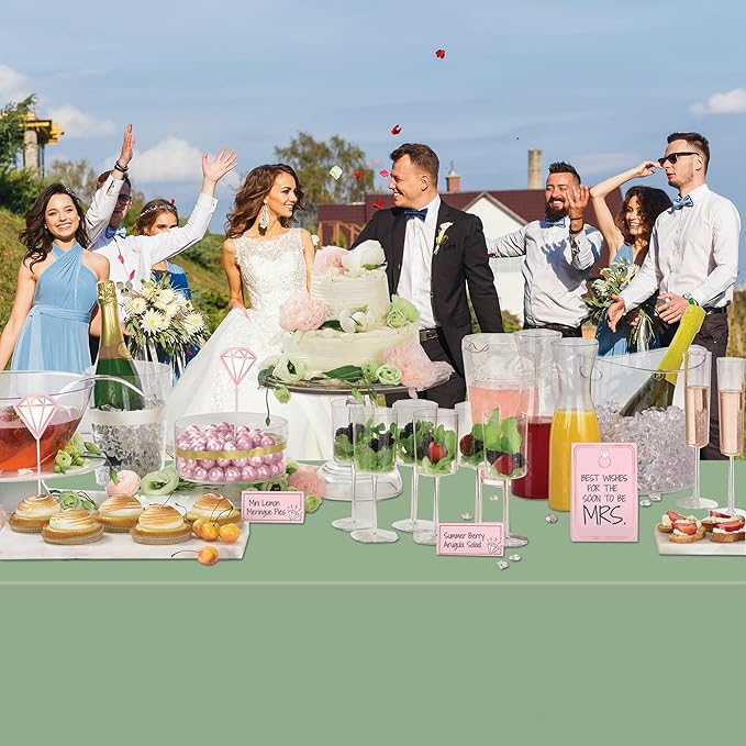 WNINK 4 Pcs Sage Green Plastic Tablecloth for Rectangle Tables Waterproof Green Disposable Table Cover Green Tablecloths for Birthday Wedding Bridal Shower Engagement Parties (54 x 108 Inch)