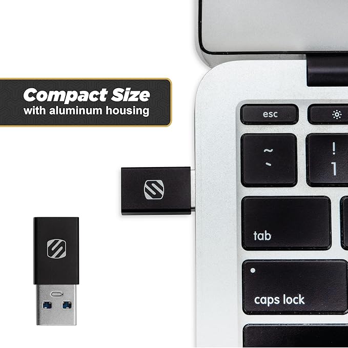 Scosche ACA-2PKSP Strikeline USB Type-C to USB Type-A Adapter 2 Pack - Black