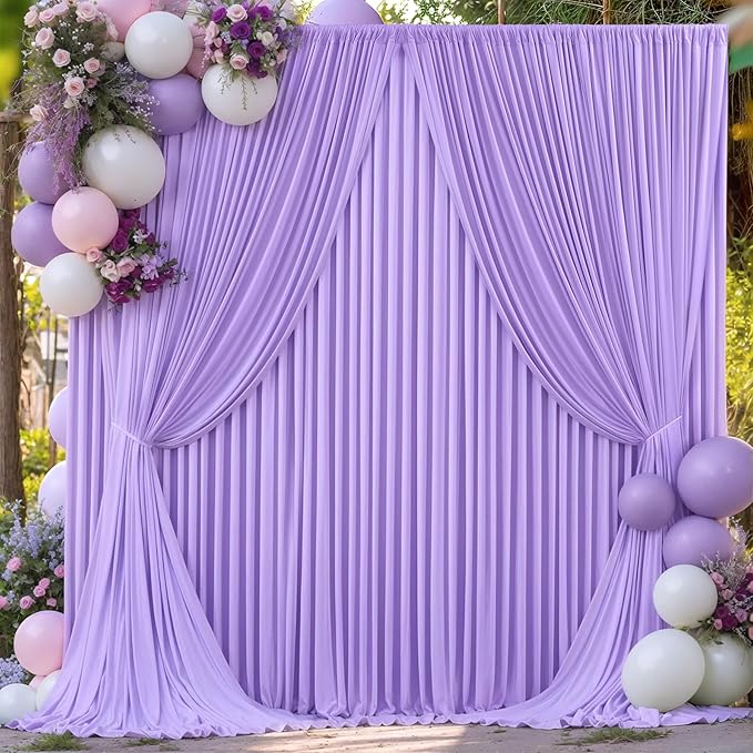 6 Panels Lavender Backdrop Curtain for Parties Wedding Wrinkle Free Light Purple Photo Curtains Backdrop Drapes Fabric Decoration for Baby Shower Photoshoot 30ft(W) x 10ft(H)