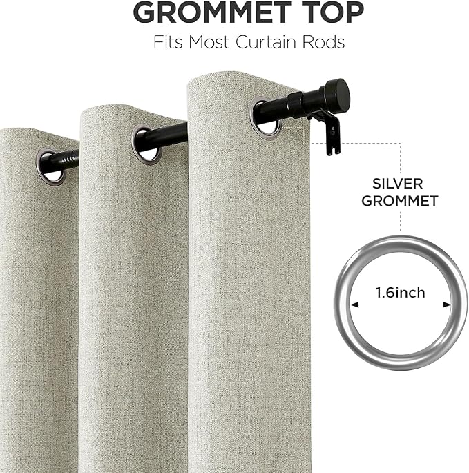 Joydeco Blackout Room Divider Curtains, Extra Wide Light Beige Sliding Door Drapes Living Room Curtains, 1 Panel 100W x 96L Inch Patio Door Drapes for Room Privacy