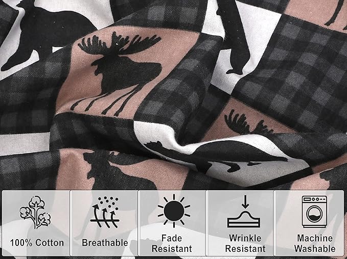 RUVANTI Flannel Sheets King Size - 100% Cotton Brushed King Size Sheets Set - Deep Pockets 16 Inches Bed Sheets - All Seasons Breathable & Extra Soft - Warm & Cozy, 4 Piece, Wilderness Plaid