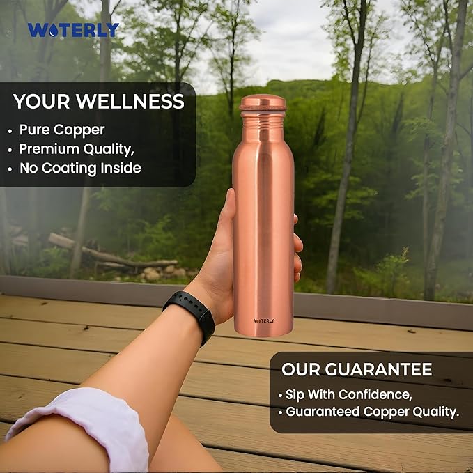 Plain Copper Water Bottle (34 Oz /1000ml) With Set Of 2 Tumbler (10 Oz/300ml Each) | Best use for Office,Gym & gifts |100% Pure Copper Material with Leak proof Quality Made In India