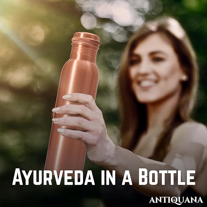 34 Oz Pure Copper Water Bottle – Leak-Proof Hammered Design with Tumbler, Carrying Bag & Smooth Finish Decorative – Copper Water Bottle