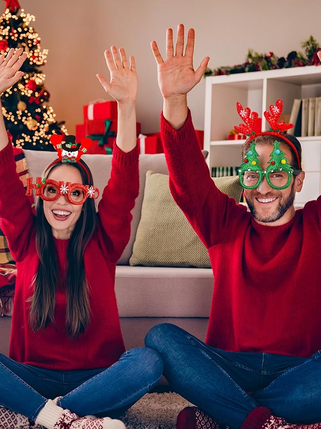 Christmas Party Favors, Cute Christmas Glasses Headbands Set, Christmas Headwear, Christmas Glasses Frame