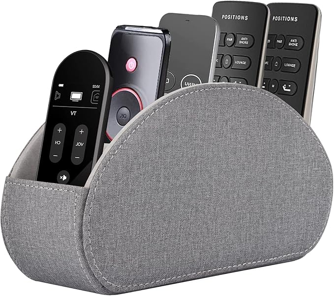 RHCSZ Remote Control Holder,TV Remote Caddy/Box with 5 Compartments,Bedside Table Organizer for Controller,Glasses,makeup brushes,jewelry and Media Player,Pen/Pencil Storage (Grey)