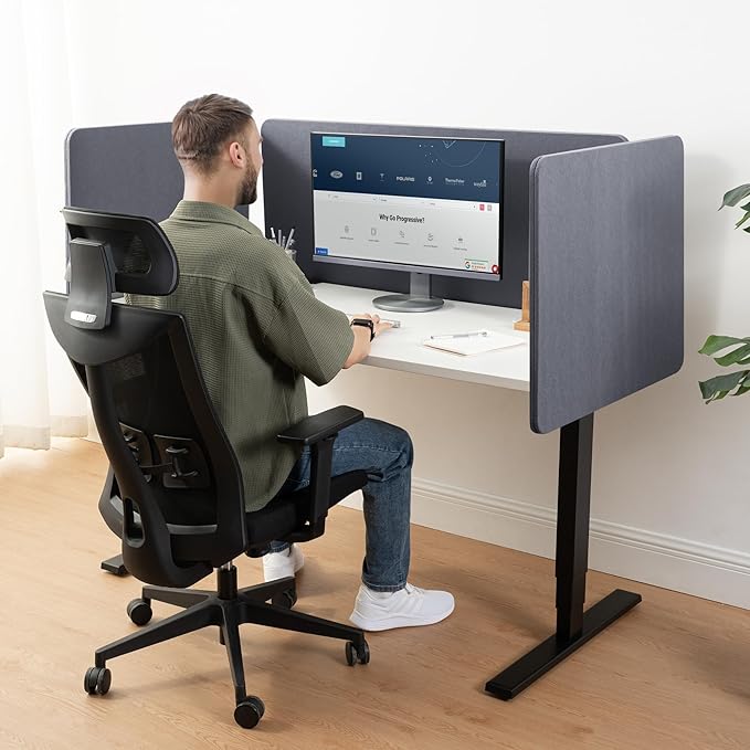 Progressive Desk Privacy Acoustic Panel 59″ - Desk Divider - 59 Inch Sound Proof Dividers - Dark Gray