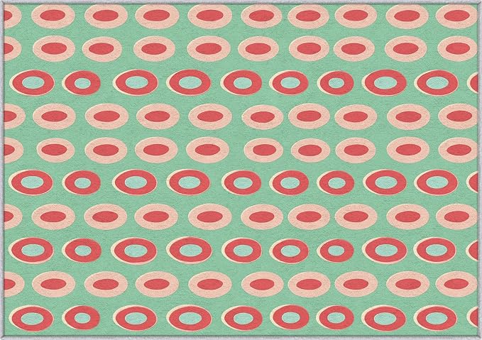 Mid Century Modern Rugs 7x9, Geometric Retro Washable 7 x 9 Area Rug for Living Room, Bedroom, Low Pile Non Slip Stain Resistant Carpet, Mid Century Home Decor Accessories & M924