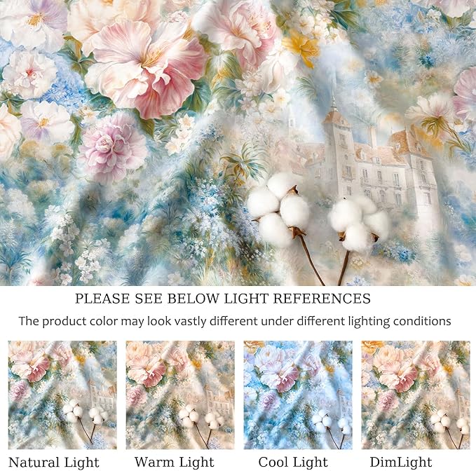 Zusbest Full Size Sheets Luxury Floral Bed Sheet Set 100% Cotton, Satin Weave Soft Breathable for Hot Sleepers Romantic Peony Flowery Printed Cottagecore Bedding Deep Pocket 17.5‘’ Bed Set 4Pcs