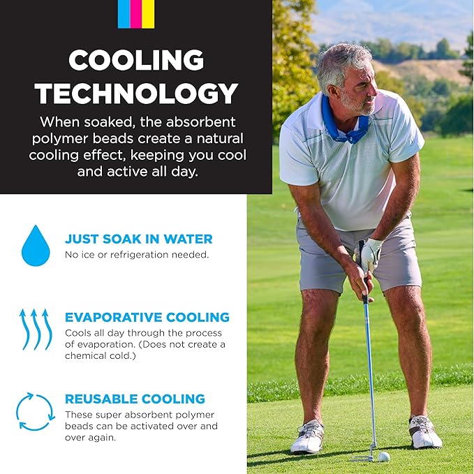 KOOLGATOR Evaporative Cooling Neck Wrap – Reusable Neck Cooler with Long Lasting Relief During Hot Weather Activities, Sports, & Outdoor Work, Lime Green, 1 Pack