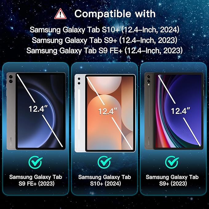 JETech Screen Protector for Samsung Galaxy Tab S10 Plus 2024/Tab S9 Plus/Tab S9 FE Plus 2023 12.4-Inch, with Easy Installation Frame, Tempered Glass Film, HD Clear, 2-Pack
