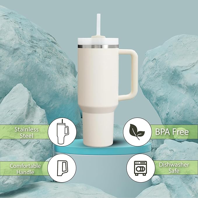 H&F Clicks Insulated Tumbler, Stainless Steel Tumbler with Leakproof Lid for Water, Coffee or Iced Tea. Cup Holder Compatible for Travel, BPA-Free Water Bottle, Vacuum Insulated Tumbler.