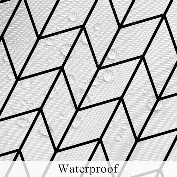 Boho Herringbone Shower Curtains Black White Zig Zag Geometric Bathroom Curtain Minimalist Abstract Polyester Shower Curtain Sets for Bathroom Extra Long 72x72 in with 12 Hooks