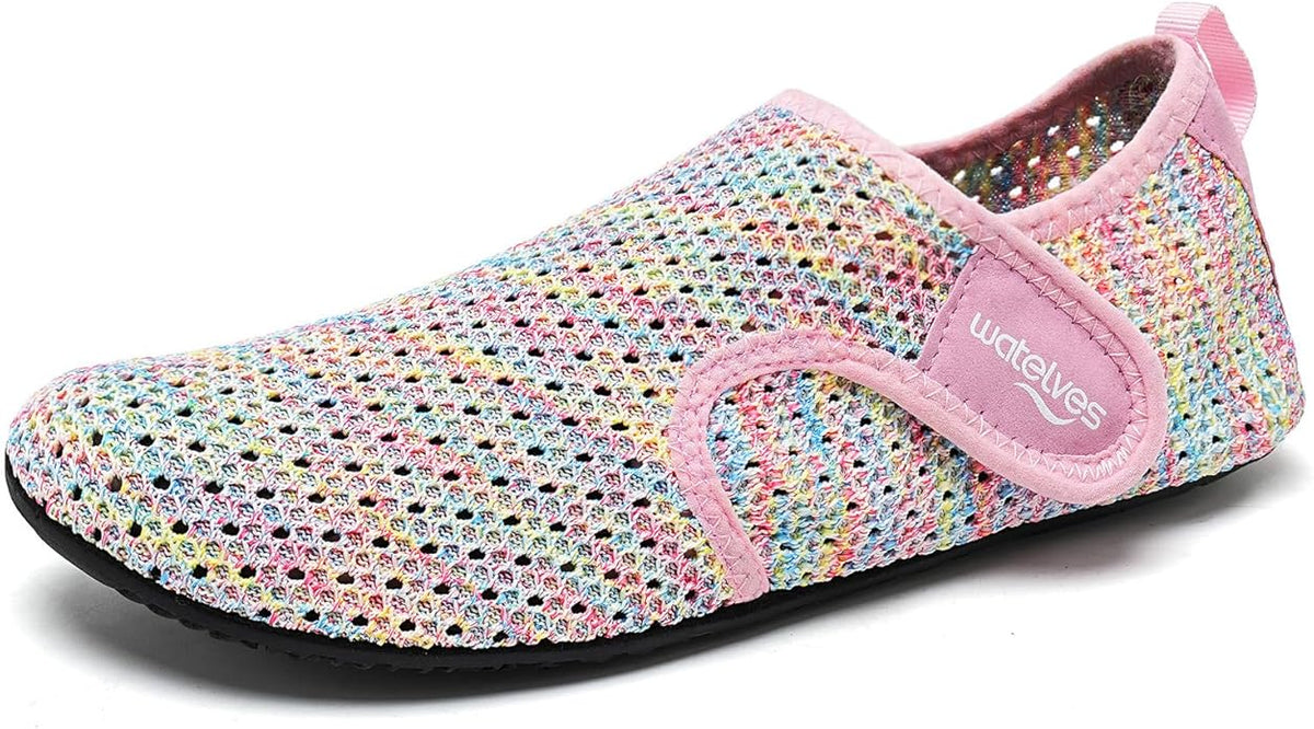WateLves Water Shoes for Women Men Swim Beach Aqua Socks Quick Dry Barefoot House Slippers Travel Shoes with Adjustable Magic Tape for Pool Diving Boating Yoga Surf