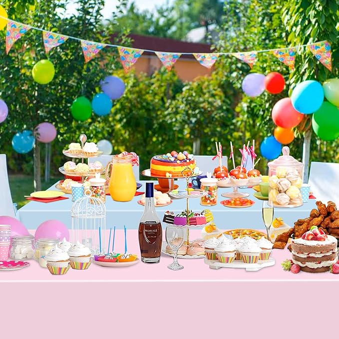 WNINK 2 Pack Gender Reveal Plastic Tablecloths, Disposable Rectangle Pink and Blue Pastel Tablecloth, Table Covers for Boy or Girl Gender Reveal Party Baby Shower Birthday Party Decorations 54" x 108"