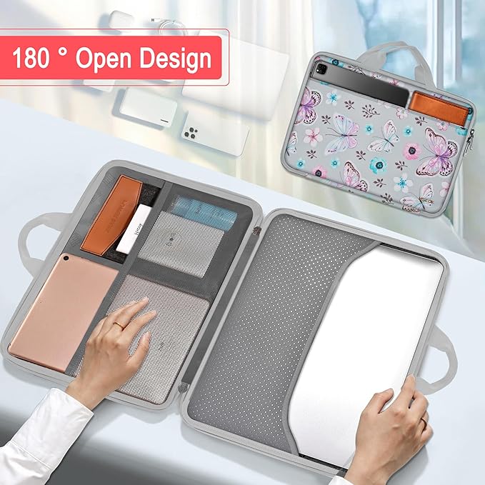 Hseok Laptop Case 13.3-14 inch Briefcase Handbag, Water-Resistant and Shockproof Computer Sleeve Compatible with MacBook Pro 14", Mac Air/Pro 13.3" and 13"-14" Notebooks Chromebooks,Butterfly