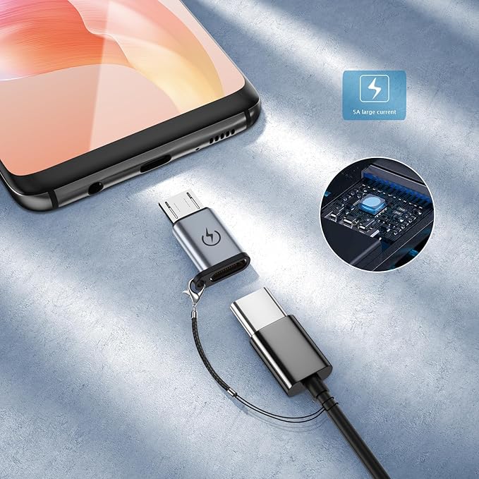 USB C to Micro USB Adapter (4 Packs), ，Micro USB to Type-C Adapter，Supports 18W Fast Charging, Does not Support OTG Connection, Such as Headphones, External Hard Drives, Keyboards