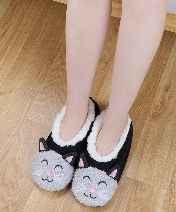 DICUIRD Womens Cute Animal Soft Sole Slipper Socks with Grippers-Fuzzy House Slippers