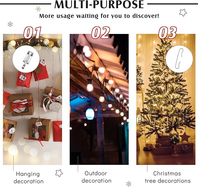Moxweyeni 192 Pieces Heat Cable Roof Gutter Clips Christmas Light Clips 1.8" De Icing Cable Xmas Light Hooks and Spacers Set Outdoor Decor