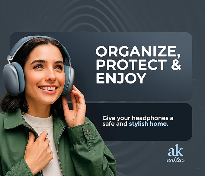 ak anklas Headphone Stand for Desk – Premium & Minimalist Headset Holder with Round or Oval Base for Gaming, Office & Home (Silver Rubber, Standard)