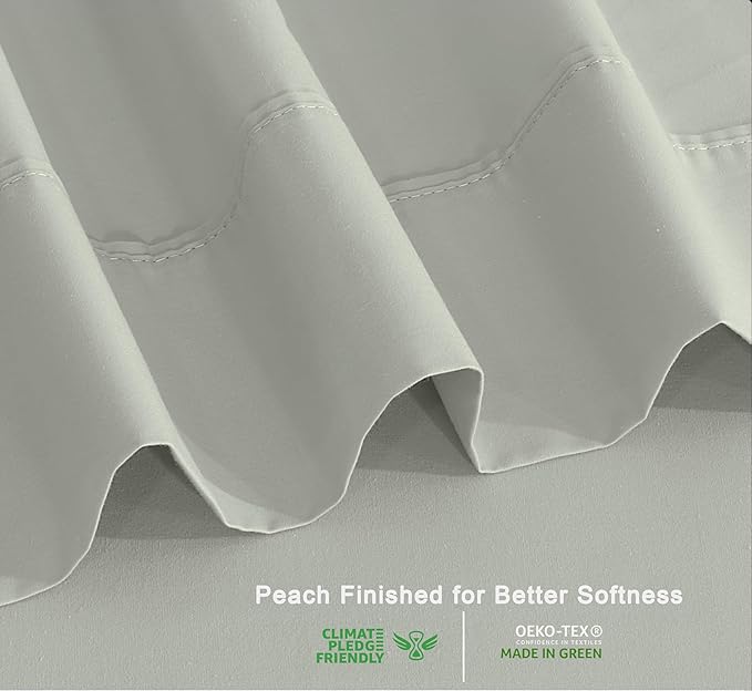 RUVANTI 100% Organic Cotton Sheets Full Size, Percale Weave, GOTS Certified, 4-Piece Set, Deep Pocket 15", Crisp & Breathable, Soft Durable Bedding, Sábanas Algodón Orgánico – Mineral Gray